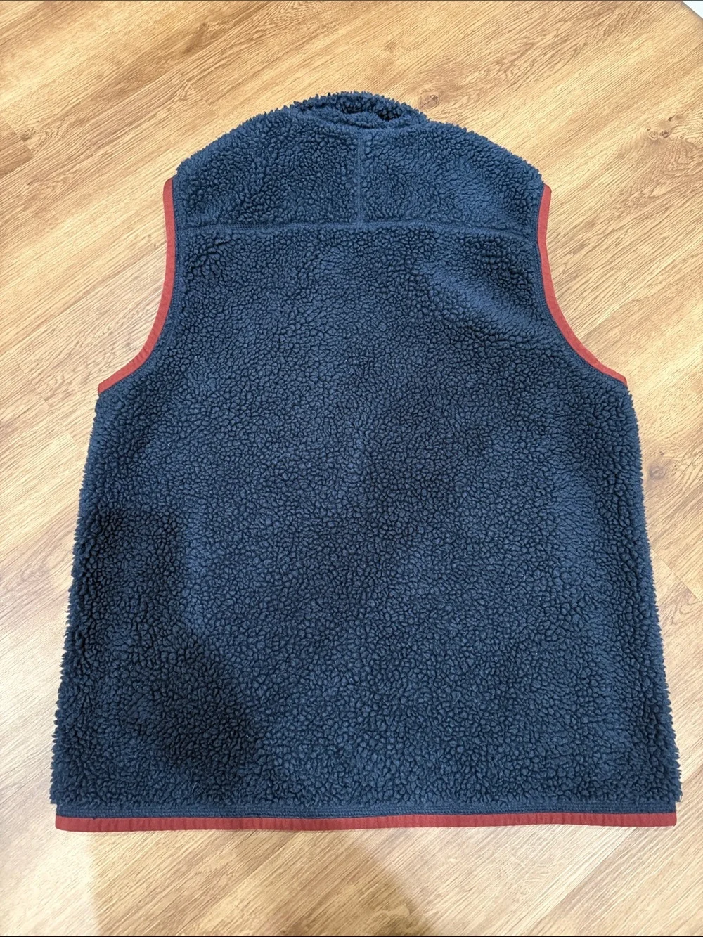 L.L. Bean Navy Fleece Vest with Red Trim